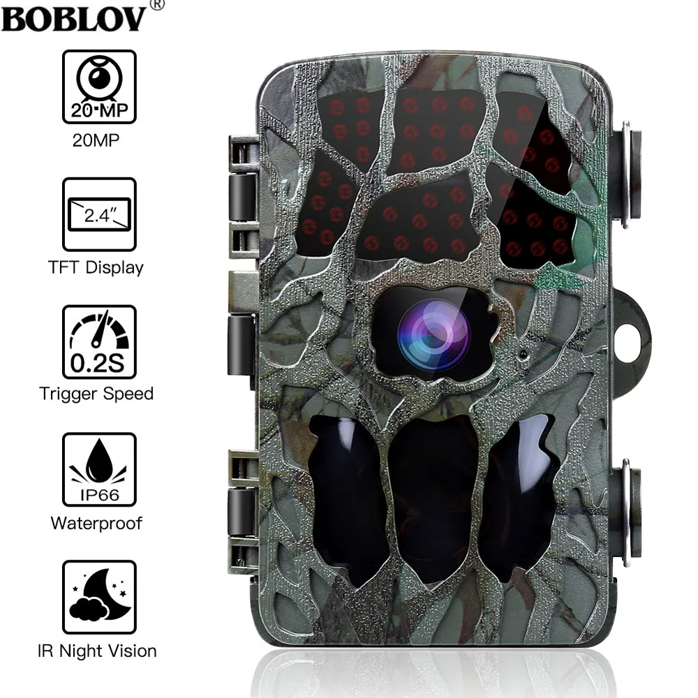 

BOBLOV 20MP 1080P Hunting Camera 0.2s Trigger Wildlife Camera Scouting Security Hunting Trail Cameras IP66 4K Photo Trap Outdoor