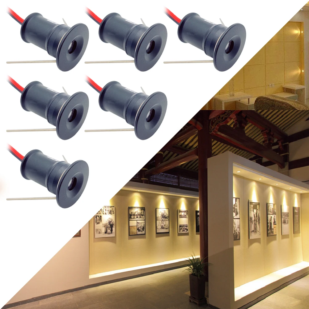 

1W LED Spotlight Cabinet Mini Spot Light Recessed Downlight Cupboard Showcase Lamp DC12V Aluminum Body