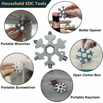 

18 In 1 Stainless Steel Snowflake Multi Tool Screwdriver Snowflake Keychain Hand Outdoor Tools Card For Home
