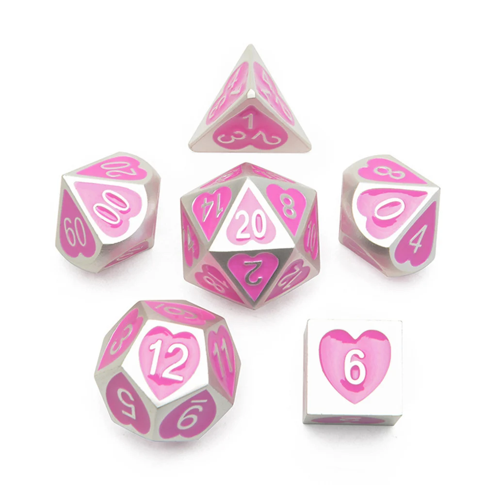 7pcsset Metal Dice With Black Drawstring Bag D4 D6 D8 D10 D% D12 D20 Polyhedral TRPG DND Board Game Entertainment Dice BC0265 (2)