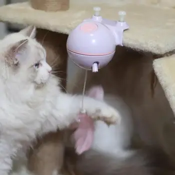 

USB Electronic Motion Cat Toy Kitten Cat Teaser Toy with Clamp Feather Teaser Rotating Interactive Toy Smart Pet Cat Ball Toy