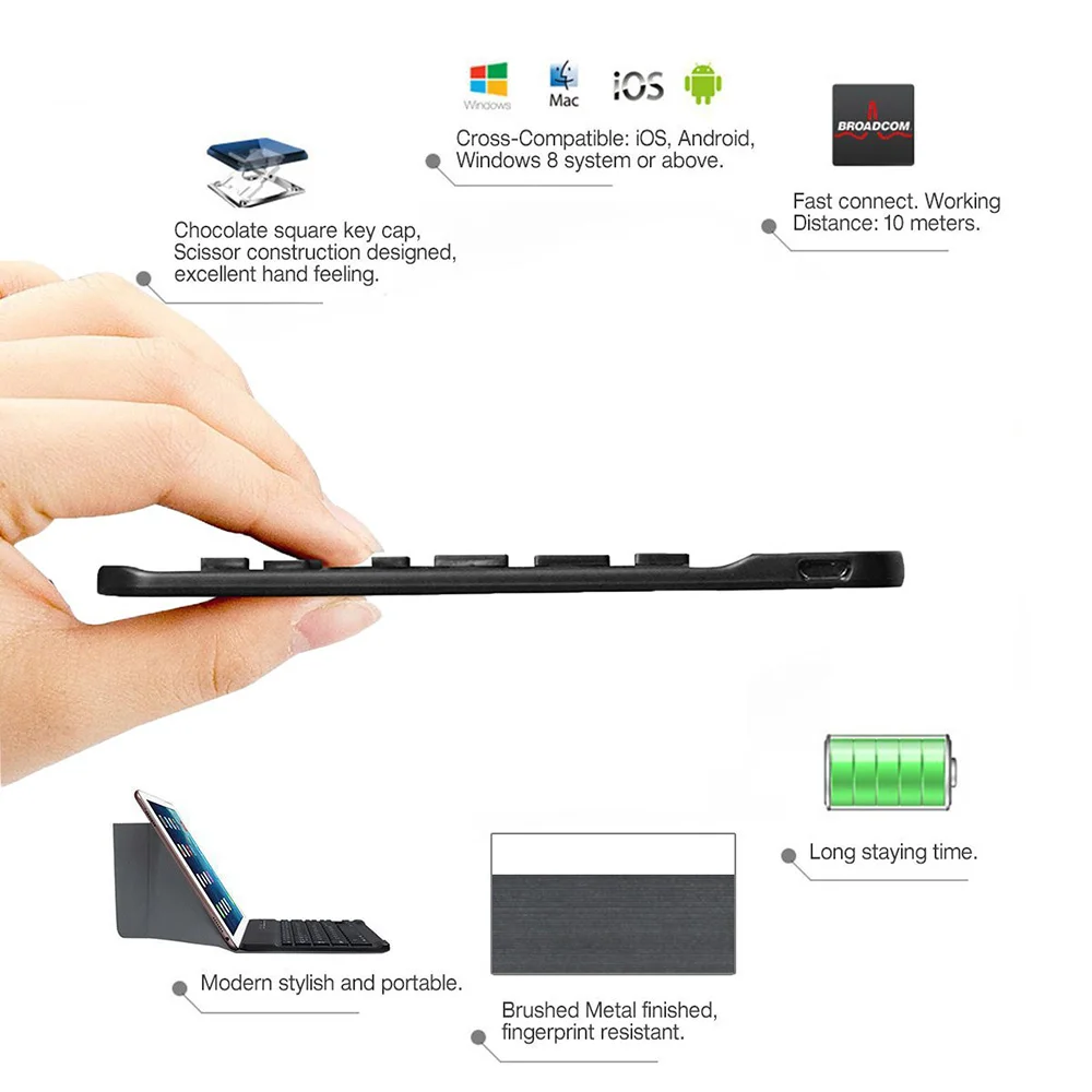 Compact Wireless Bluetooth Keyboard – Ultra Slim Design for Tablets and Smartphones