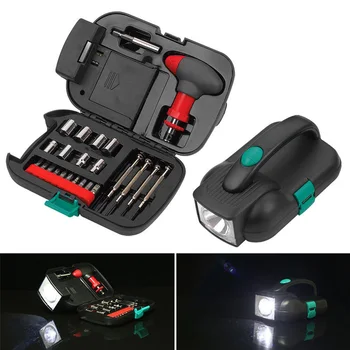 

Car Tools Set Car Emergency Tool Box Portable Repair Tool Kit with Flashlight Multifunction DTT88
