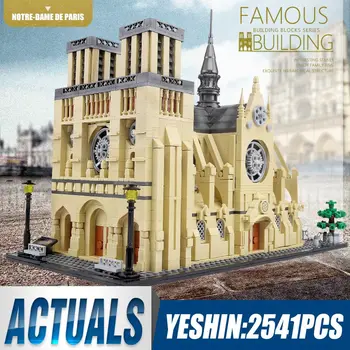 

MOC Architecture Cathédrale Notre Dame de Paris Building Brick Model compatible LepinBlocks Toys For Children