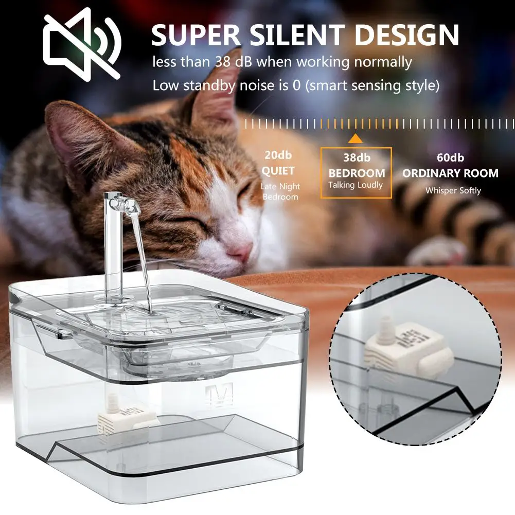 Pet Dispenser Smart Sensor Pet Silent Dispenser Dog Dispenser Filter USB Powered Pet Fountain Dispenser