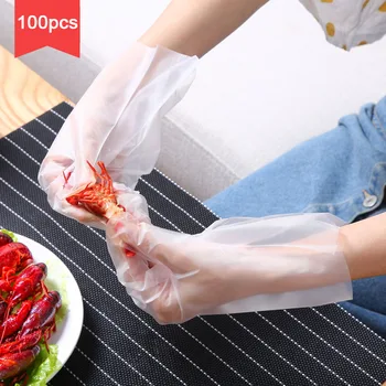 

vanzlife Disposable transparent thickening lobster gloves kitchen plastic baking hygienic food film 100pcs a lot