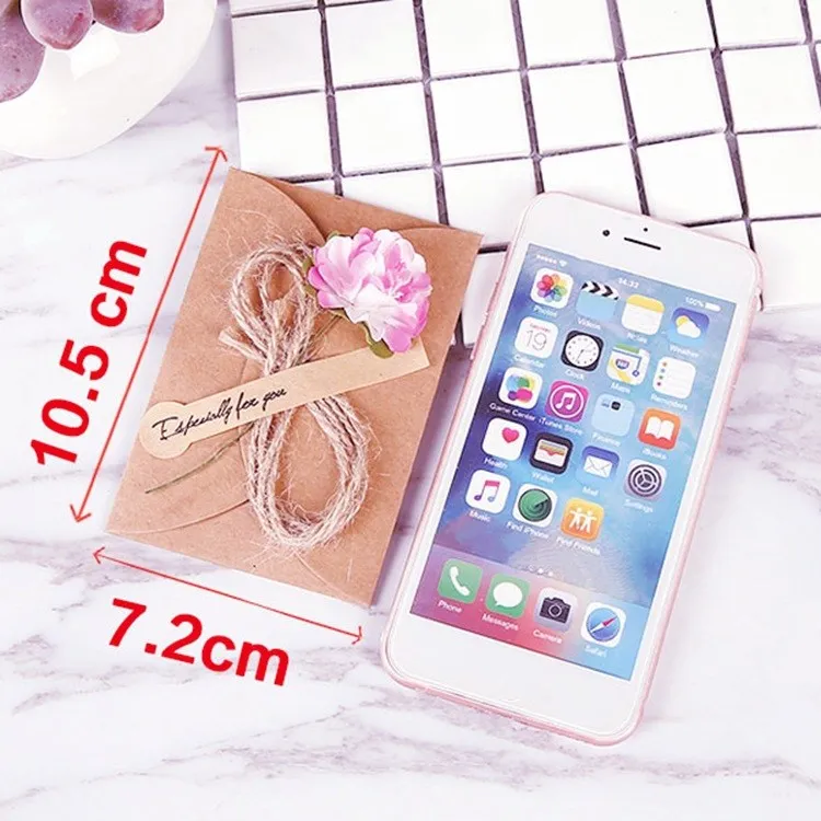  10pcs/set Mixed Retro DIY Craft Paper Invitation Greeting Card With Envelope Handmade Dry Flower We - 4000492215265