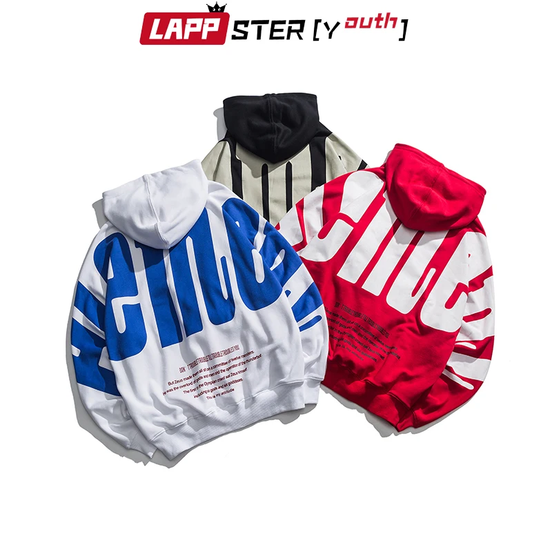 

LAPPSTER Oversized Hoodies Sweatshirts Men 2019 Japanese Streetwear Hooded Sweatshirt Mens Letter Hoodie Designer Fall Clothing