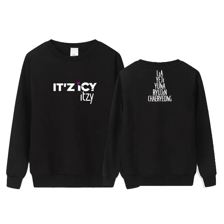 

New arrival itzy IT'z ICY album same all member names printing hoodies unisex kpop o neck pullover thin sweatshirt