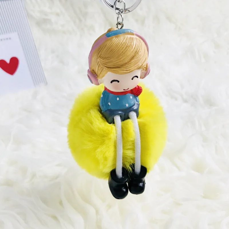 Kawaii милые Креативные в мультяшном стиле керамическая висячая кукла имитация кролика волосы мяч автомобиль брелок Висячие пары пара сумок подвеска - Цвет: 6