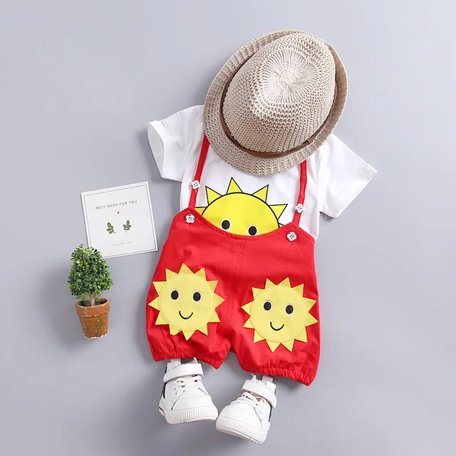TX1622 Baby Clothes Bib Children's Suit Girls Short-sleeved Child T-shirt Wings Baby Overalls Fashion Summer 2 / Set - Цвет: TX1622