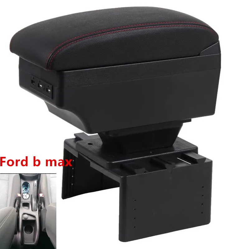 For Ford b max armrest box USB Charging heighten Double layer