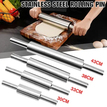 

Stainless Steel Rolling Pin Non-stick Pastry Dough Roller Bake Pizza Noodles Cookie Pie Making Baking Tools Kitchen Accessories