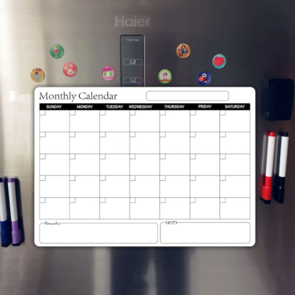 

Magnetic Monthly Weekly Planner Calendar Dry Erase Whiteboard Fridge Sticker Message Board Menu