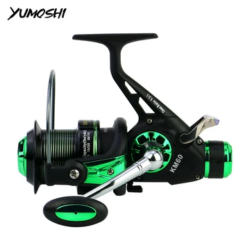 

YUMOSHI Fishing Reel All Metal Spool Spinning Reel Stainless Steel Handle Line Spool Saltwater Fishing Accessories 5.2:1 Green