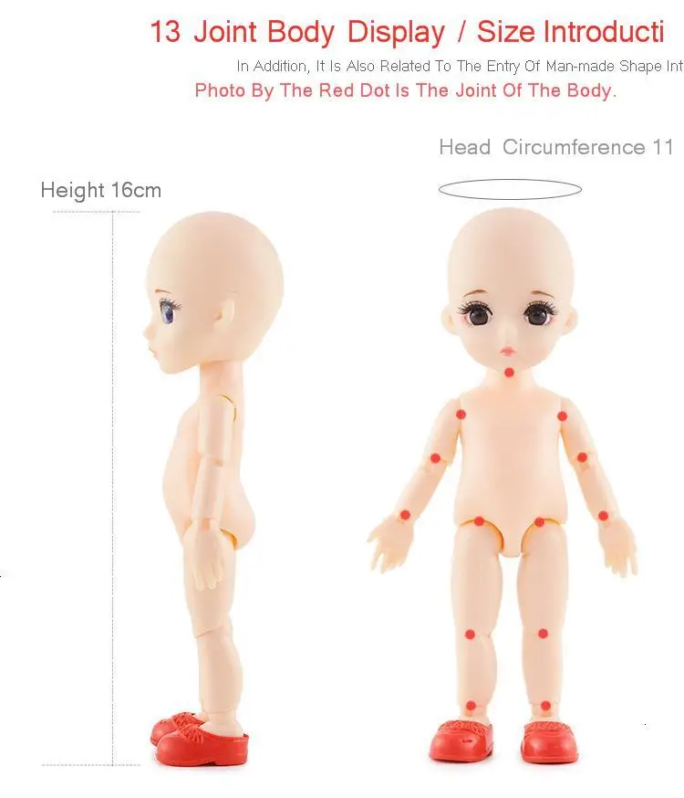 1/12 13 Moveable Jointed 16cm Dolls Toys Lovely Baby Doll Nude Women Body Fashion Dolls Toy For Girls Gift Dress Up Normal Skin