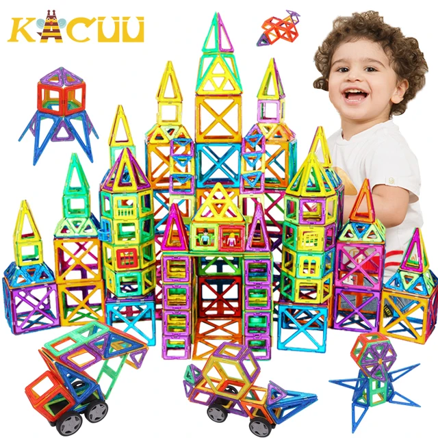 16-62pcs Big Size Magnetic Designer Construction Set Model & Building Toy Magnets Magnetic Blocks Educational Toys For Children 1