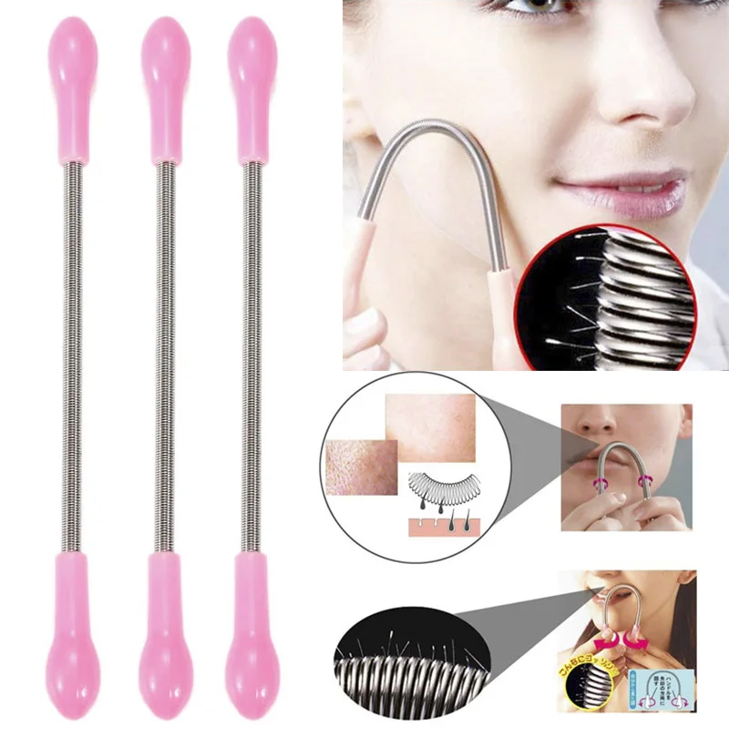 DIY Hair Remover Spring EASY And PAINLESS | Jinyu Facial Hair Remover  Manual Epilator Spring Hair Threading Tools With Handle For Upper Lip,  Chin, Face(2pcs, Pink) 