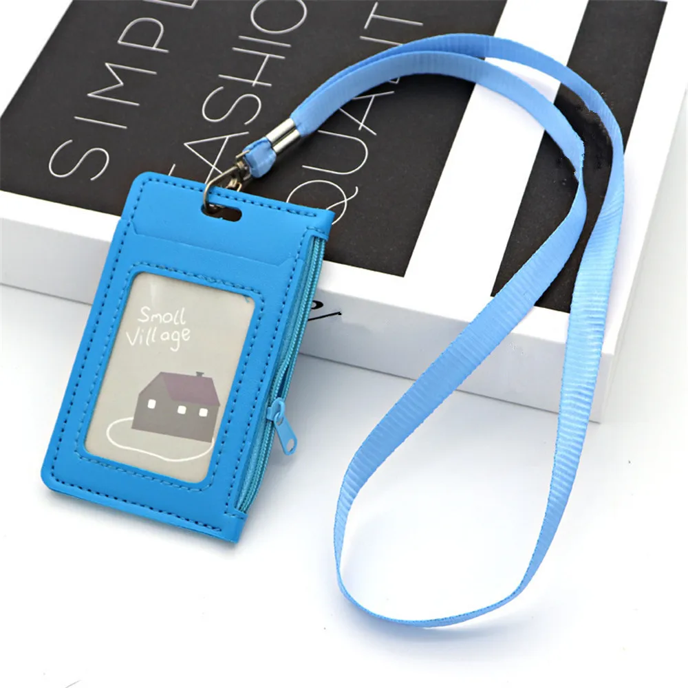 Unisex Pu Leather Id Credit Bank Card Holder Kids Students Bus Card Case Lanyard Male Visit Door Identity Badge Cards Cover wallet card holder,card holder,credit card holder,card wallet,id card holder,id card case,wallet card bag,document card wallet