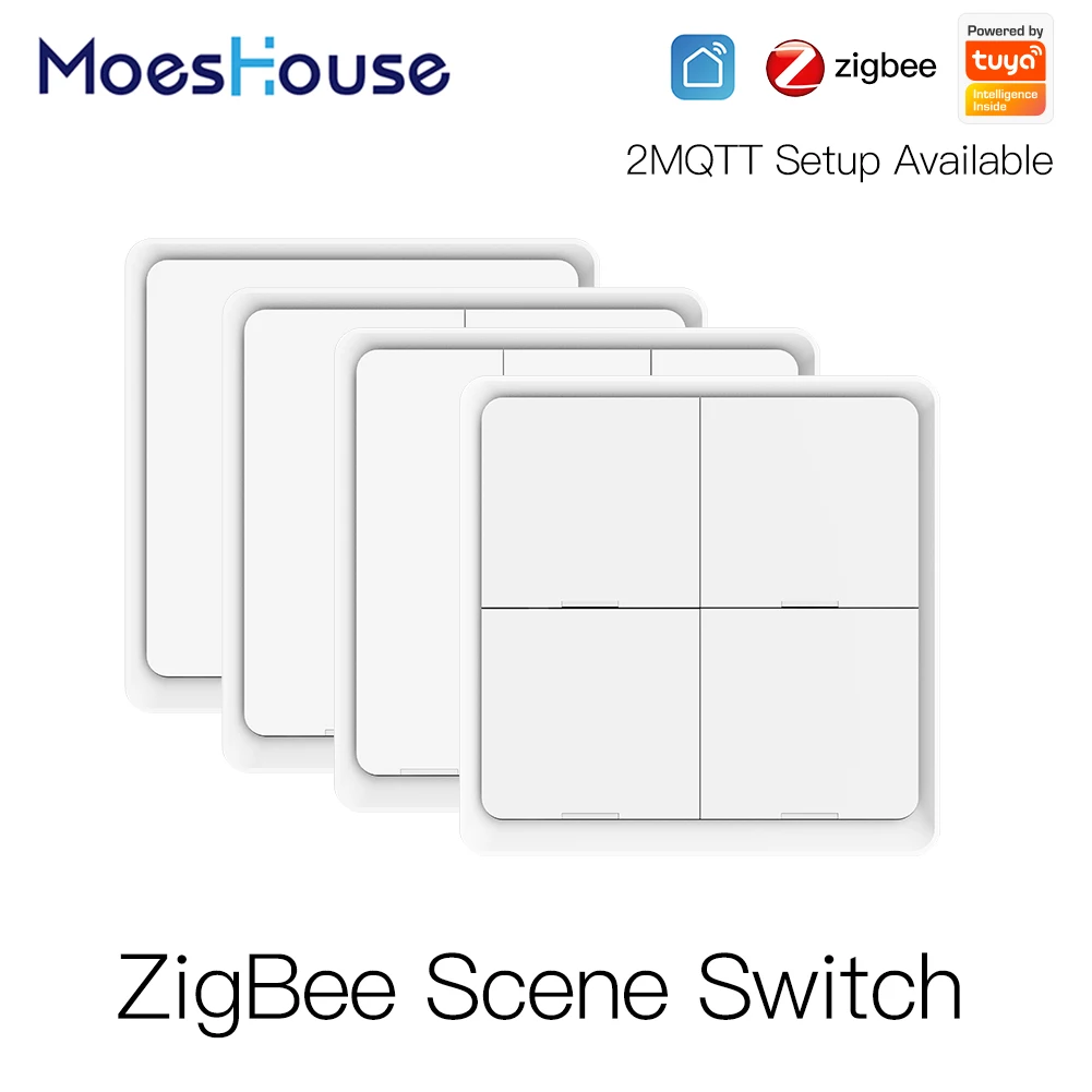 4 Gang Tuya ZigBee Wireless 12 Scene Switch Push Button Controller By battery 2MQTT Setup Automation Scenario for Tuya Devices
