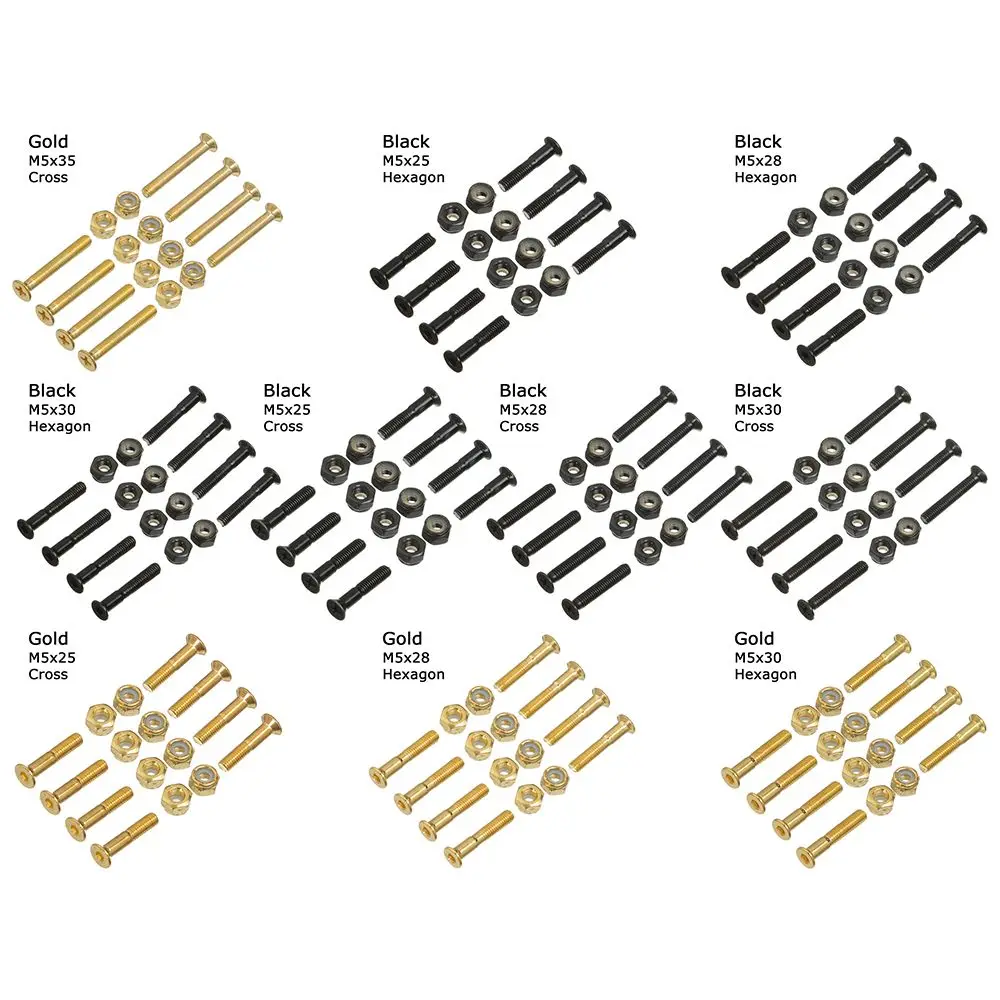 Tornillos y tuercas de montaje para monopatín, accesorios para monopatín al aire libre, piezas para Longboard, M5, 8 juegos