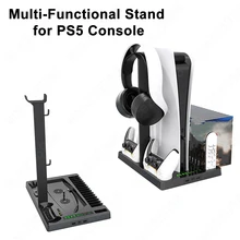 Support de refroidissement de ventilateur multifonctionnel pour Console de jeu PS5, double station de charge, avec poignée de disque de jeu, support pour écouteurs 
