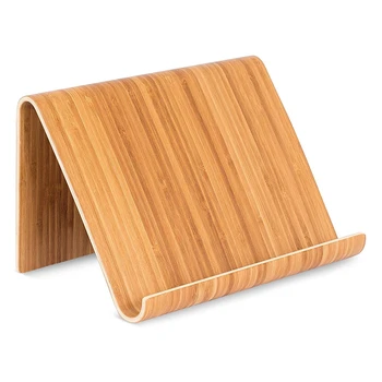 

Tablet Holder - Natural Wood - Works with iPad, Surface Etc.Cookbook Book E-Readers Smartphones - Kitchen Table Top - Wire Organ