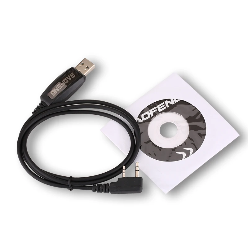 Baofeng USB Кабель для программирования, драйвер CD для UV-5RE UV-5R Pofung UV 5R uv5r 888S UV-82 UV-9R, двухсторонняя рация - Цвет: Black