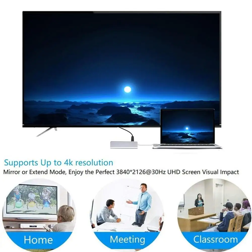 USB C концентратор мульти порт HDMI адаптер 5 в 1 USB C адаптер USB C к HDMI с 3 шт USB 3,0 порты зарядка PD порт