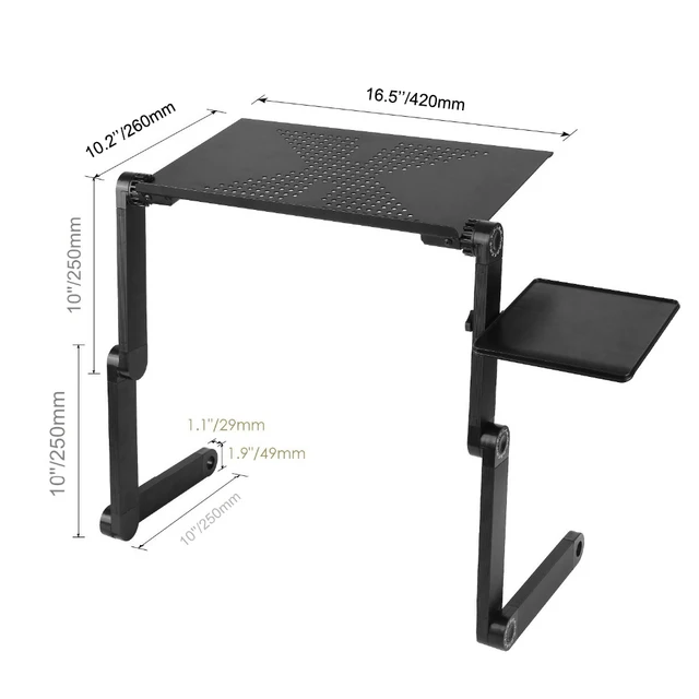 Adjustable Aluminum Laptop Desk Ergonomic Computer Desk Portable TV Bed Lapdesk Tray PC Table Stand Notebook Table Desk Stand 6