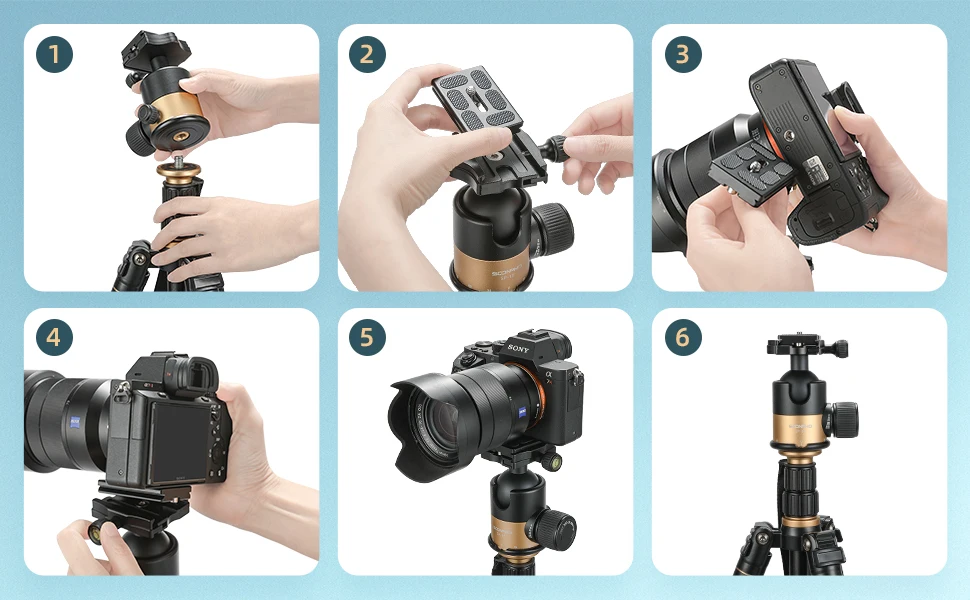 Ball Head for Tripod Rotating Head 360-degree Panoramic 1/4 to 3/8 Screw Tripod