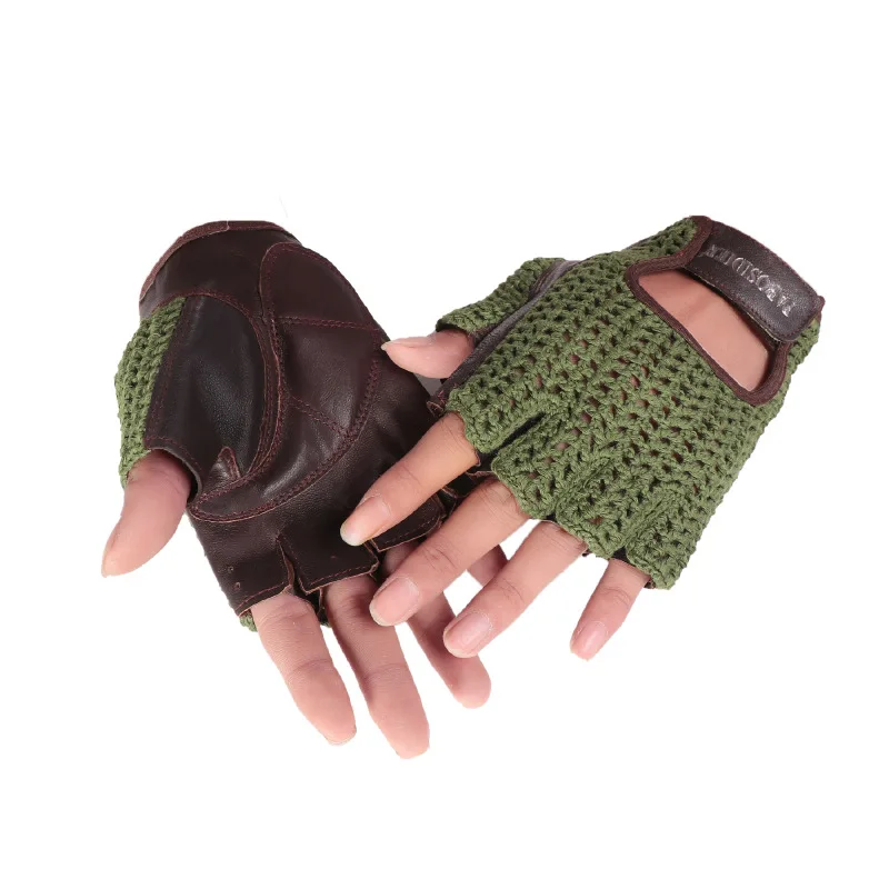 Price 2019 Latest Half Finger Gloves Male Spring Summer Breathable Non Slip Fitness Driving Leather Semi Finger Man s Gloves A1366