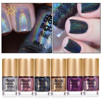 

6 Bottles Holo Nail Polish Laser Glitter Hologram Effect Nail Varnish Kit 001-006 K510