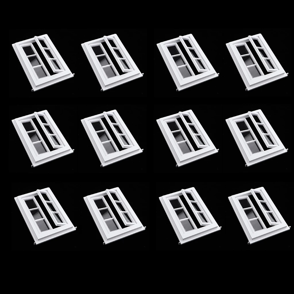 12 Lot 1/12 Mini White Windows Dolls House DIY Accs Children Toys Playset 12 Lot 1/12 Mini White Windows Dolls House DIY Accs Children Toys Playset