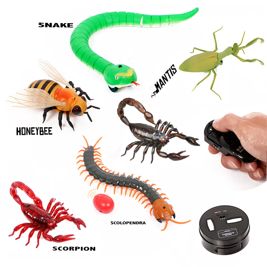 Infrared Remote Control Animal Insect Toys Simulation snake bee,Electronic robot toy for cat dog, Halloween Prank Funny Toys