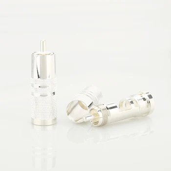 

4Pieces High Quality Caradas style Silver Plated RCA Male Plug HIFI DIY AUDIO RCA Connector