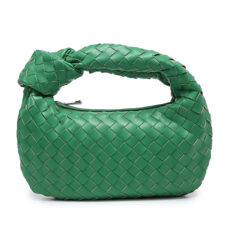 2022 Fashion Handmade Woven Bag Luxury Woven Leather Printed Shoulder Bag Lady Crossbody Hobo PU Knotted Handle Casual Handbag 