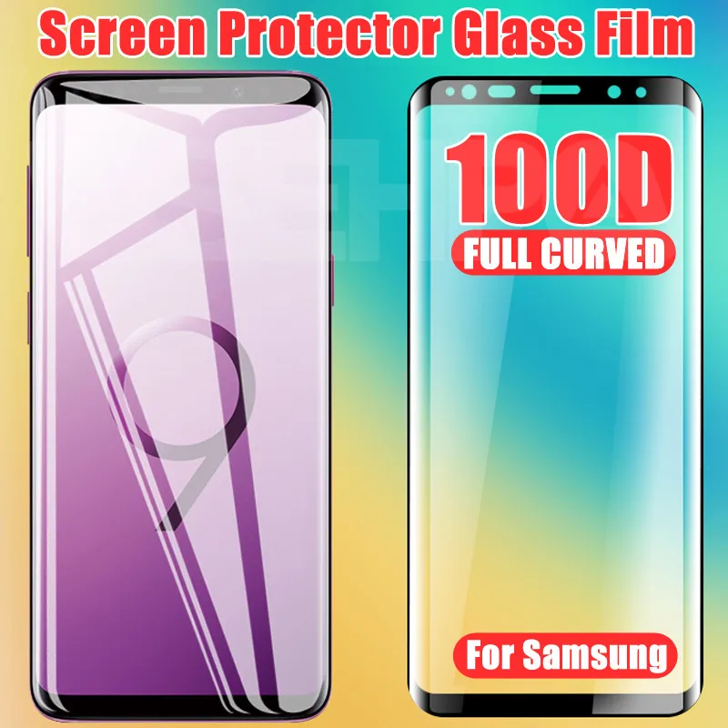 

100D Full Curved Screen Tempered Glass For Samsung Galaxy S8 S9 S10 Plus S10e S7 Edge A6 A8 2018 Protector Protective Glass Film
