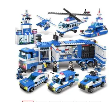 

1115pcs City Police Station Building Blocks Compatible Lepining Car Helicopter DIY Educational Toy For Children Christmas gift