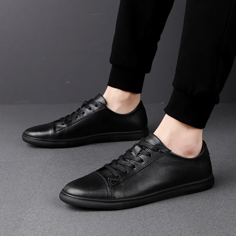 

Sneakers Men Shoes Genuine Leather black brogue shoes mens Designer Classic Fashion outdoor Male Lace up Flats shoes a4