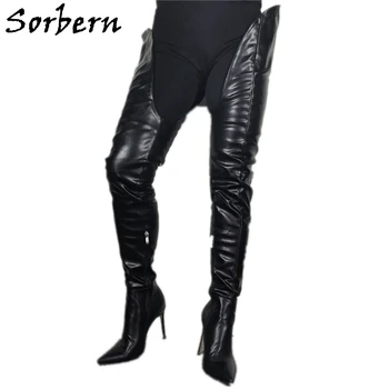 

Sorbern Waist High Women Boots Long High Heel Stilettos Pointy Toe Shoes Designer New Women Boots Size 42 Mid Thigh High Inside