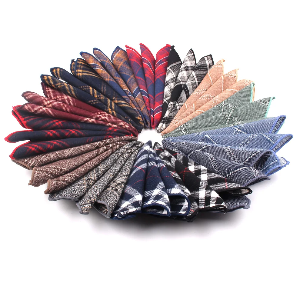Suit Pocket Square For Men Plaid Cotton Hanky Mens Handkerchiefs Casual Suits Square Handkerchief Towels For Party Scarves