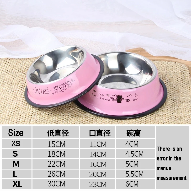 Посуда для домашних питомцев миска для кота, собаки из мультфильма из нержавеющей стали собачий Горшок Миска питатель для домашних животных Chien бутылка для воды еда - Color: Pink