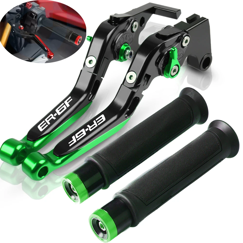 

For Kawasaki ER-6F ER6F 2009 2010 2011 2012-2016 Motorcycle CNC Adjustable Foldable Brake Clutch Lever Handle Grips er-6f LOGO