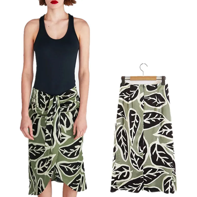 

New Style Mid-length Skirt Fashion-Elegant Tutu Retro a Printed Thick High-waisted A- line Skirt Women's S8076