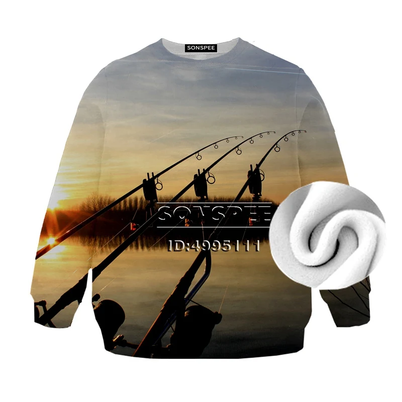 4 SONSPEE Fishing Fish Bird Eagle 3D Print Fleece Thick Casual Sweatshirt hoodies Boy Girl Kid Children Clothing Long Sleeve - Цвет: 4