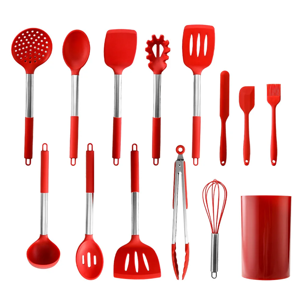 

9/10/11/14pcs Silicone Kitchenware Cooking Tool Set Non-stick Silicone Turner Soup Spoon Spatula Brush Cooking Utensils Set Cook