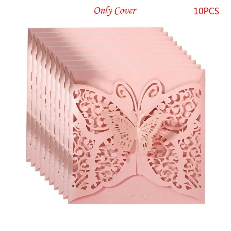  10pcs/set Laser Cut Butterfly Invitations Cards Cover Kits For Wedding Bridal Shower Birthday Anniv - 4.00036E+12