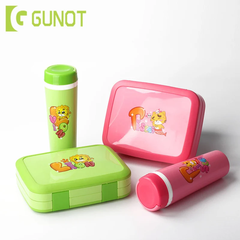 

GUNOT Cartoon Lunch Box Microwave Food Container For Kids Leakproof Bento Box Fruit Food Container With Tableware Cup Bento Box