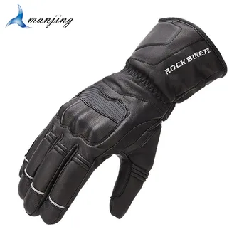 

Rock Biker Full Black Motorcycle Riding Leather Gloves men's autumn winter women's windproof warm anti slippery awaterproof